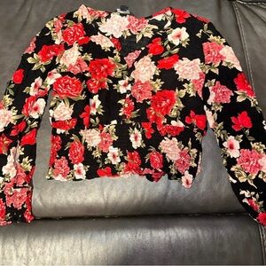 Floral V-Neck Long Sleeve Top